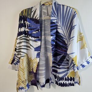 Chicos Short Kimono Floral XXS XS Beach Summer Boho Costa Collace Tropical EUC